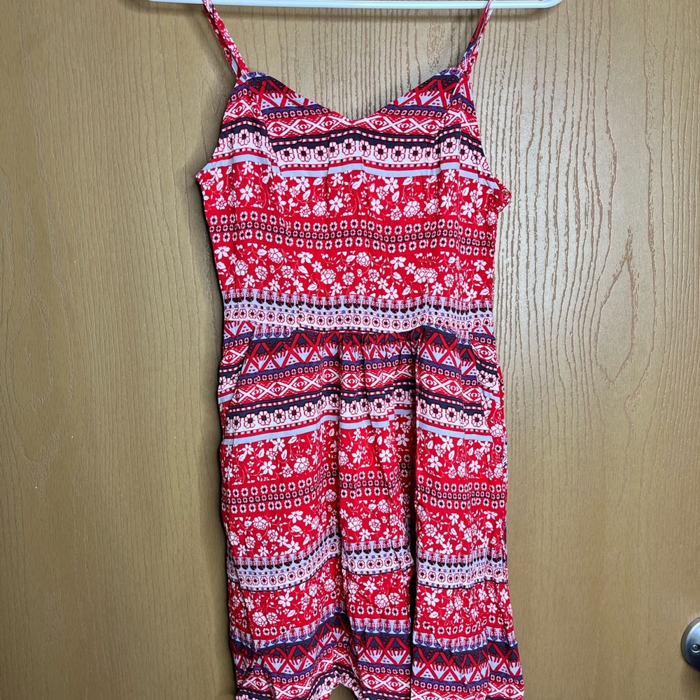 Red and White Patterned Dress